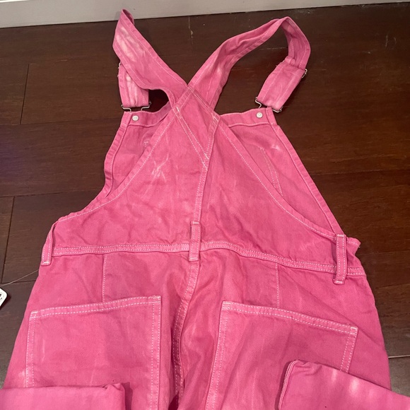 nwt free people Pink electric bouquet lilac ziggy Denim Overalls small - Picture 9 of 15
